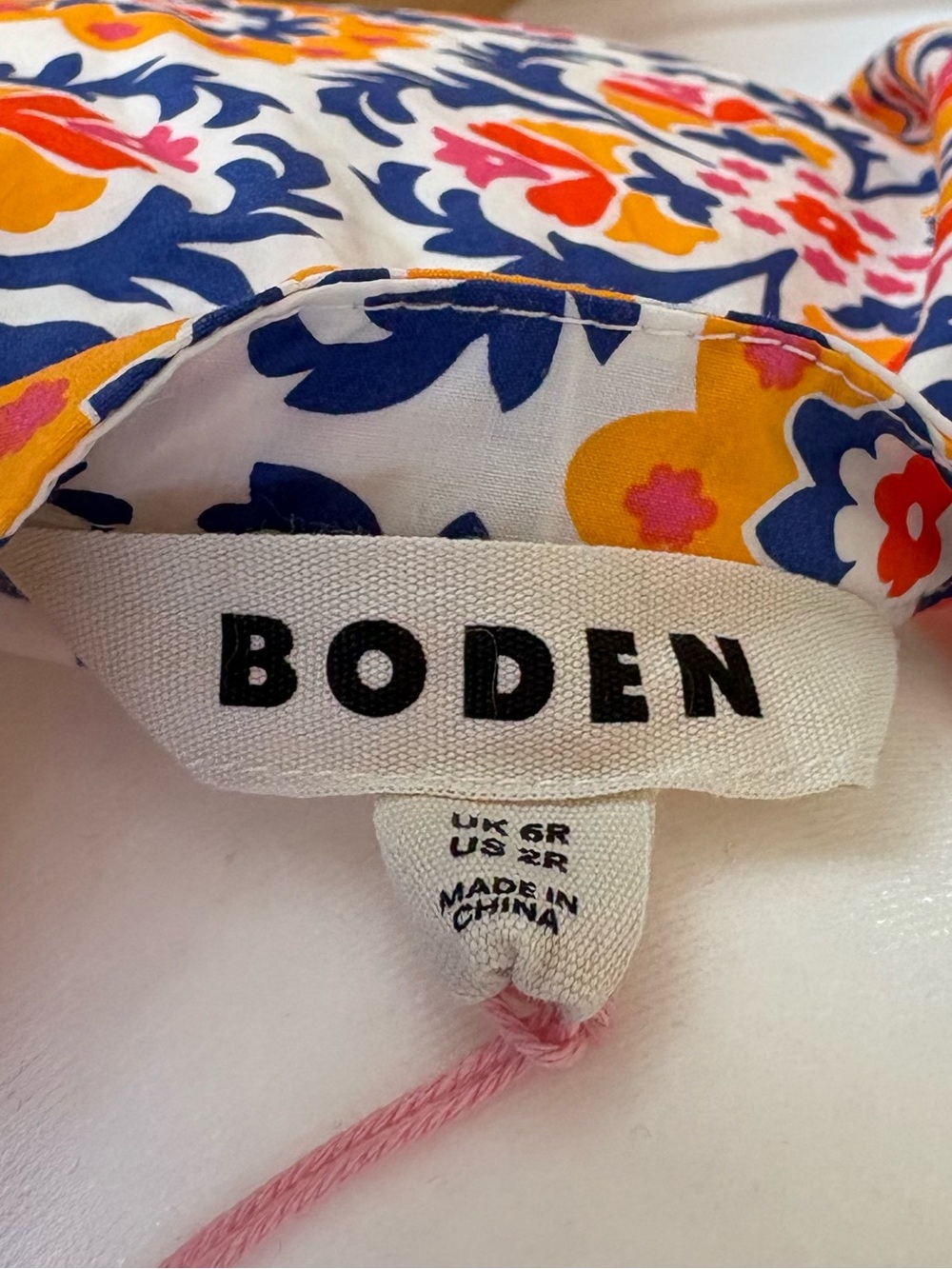 Boden Ava Cotton Midi Dress- Floral Tile Print Yellow & Blue - Picture 4 of 4